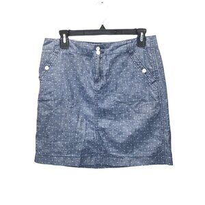 Tommy Hilfiger Skirt Polka Dot Classic Chambray Women Size 4 Mini Blue Pockets